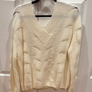 Lush Cream V-Neck Sweater